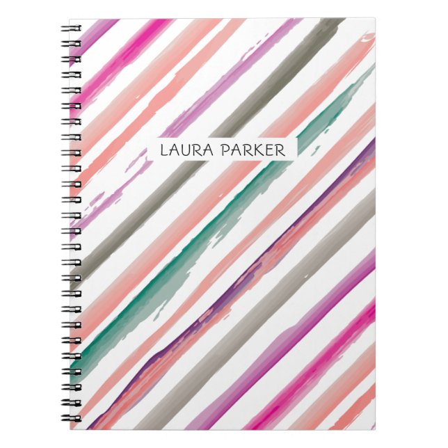 Cuaderno Pink Purple Striped Minimal Profesional Girly (Frente)