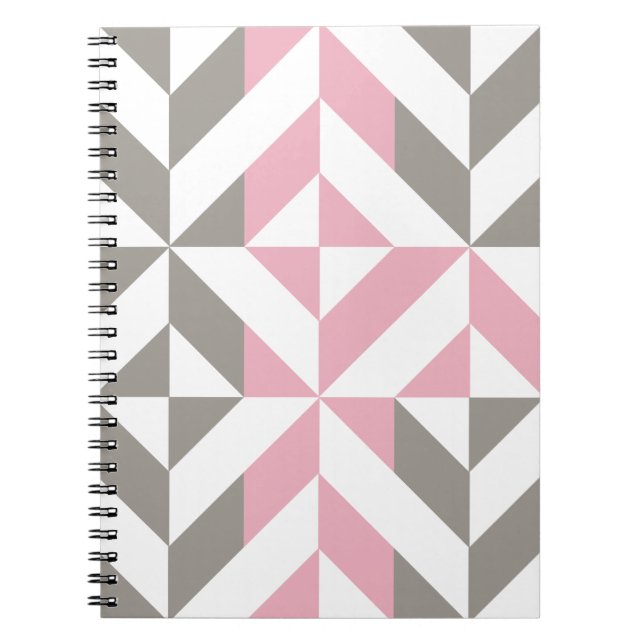 Cuaderno Pink Raspberry and Silver Geometric ZigZag (Frente)