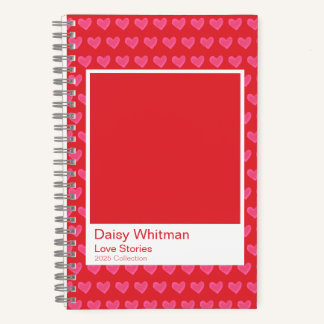 Cuaderno Pink & Red Illustrated Hearts Spiral Notebook