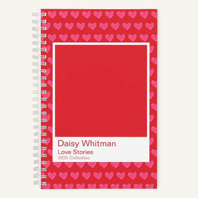 Cuaderno Pink & Red Illustrated Hearts Spiral Notebook (Anverso)