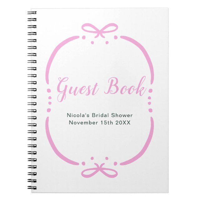 Cuaderno Pink Ribbon Bridal Shower Guest Book (Frente)
