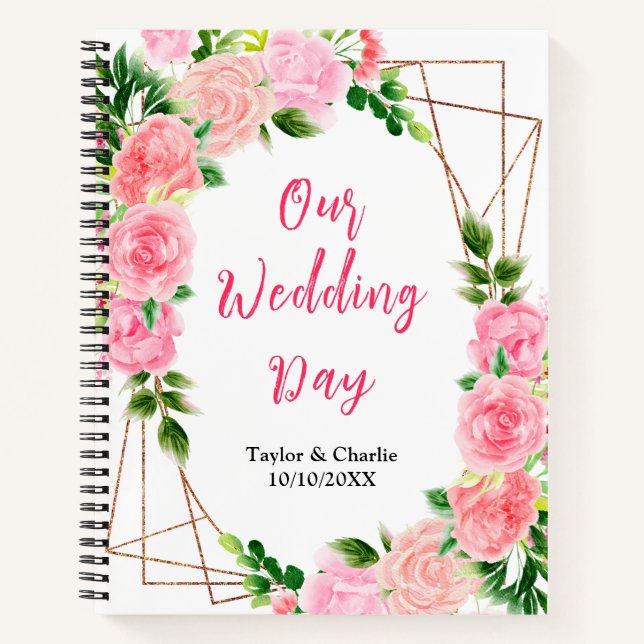 Cuaderno Pink Roses with Foliage Wedding Planner (Anverso)