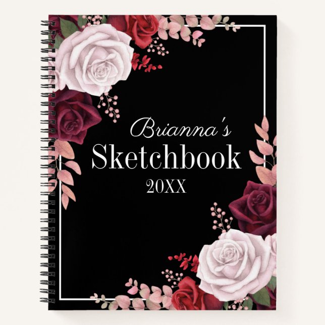Cuaderno Pink Roses Your Name Black Sketchbook (Anverso)