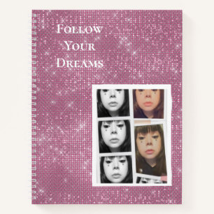 Cuaderno Pink Sparkle Your Photo Personaliza
