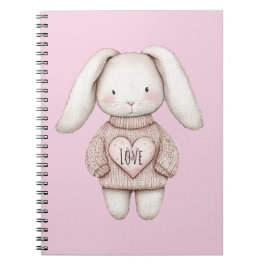 Cuaderno Pink Sweet Cute Bunny Pink Sweater Heart