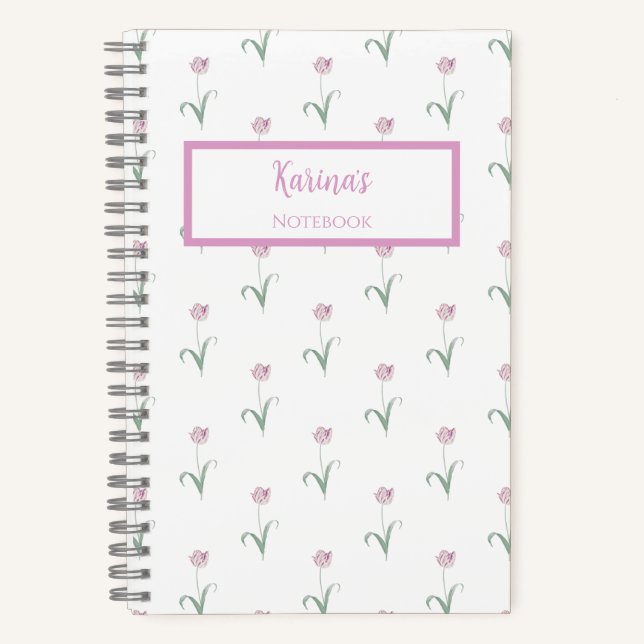 Cuaderno Pink Tulips Personalized Journal Notebook (Anverso)