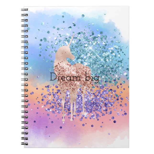 Cuaderno Pink Unicorn Sparkle Purple Aqua Purpurina Confett (Frente)