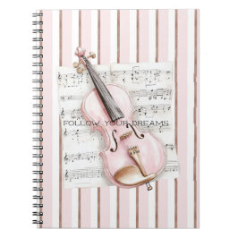 Cuaderno Pink Violin Music Sheet