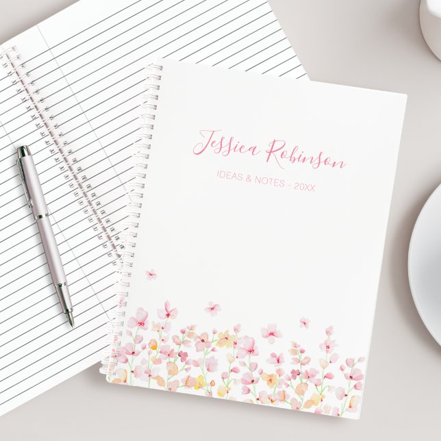 Cuaderno Pink Watercolor Floral Personalized (Subido por el creador)