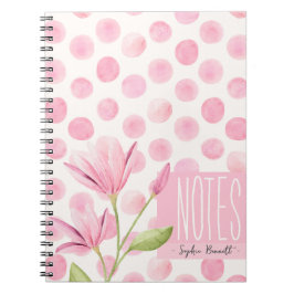 Cuaderno Pink Watercolor Polka Dots & Flowers