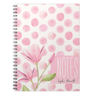 Cuaderno Pink Watercolor Polka Dots & Flowers