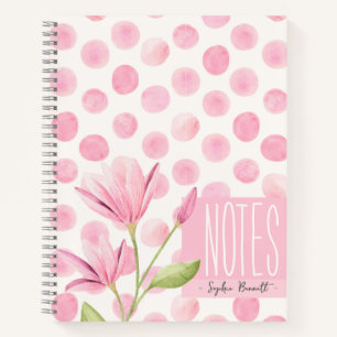Cuaderno Pink Watercolor Polka Dots & Flowers