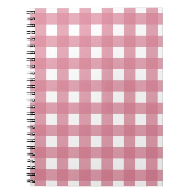 Cuaderno Pink White Gingham Check Plaid (Frente)