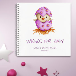 Cuaderno Pink Wiers for Baby Bird Baby Shower Guest Book