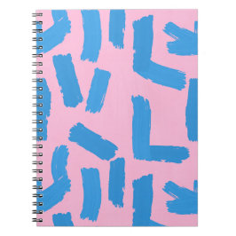 Cuaderno Pink with Blue Brushstroke Pattern