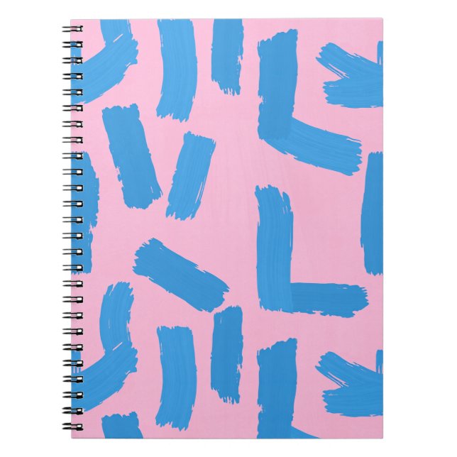 Cuaderno Pink with Blue Brushstroke Pattern (Frente)