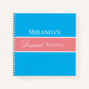 Cuaderno Pink Your Name Dessert Recetas de la tipografía de