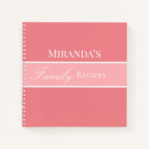 Cuaderno Pink Your Name Family Recetas Tipografía de guione