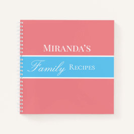 Cuaderno Pink Your Name Family Recetas Tipografía de guione