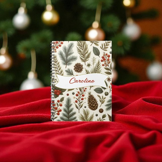 Cuaderno Pino verde rojo y feriado de Berry (Subido por el creador)