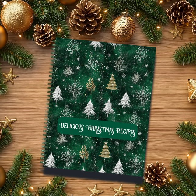 Cuaderno Pinos dorados Copos de nieve plateados Hunter Gree (Subido por el creador)