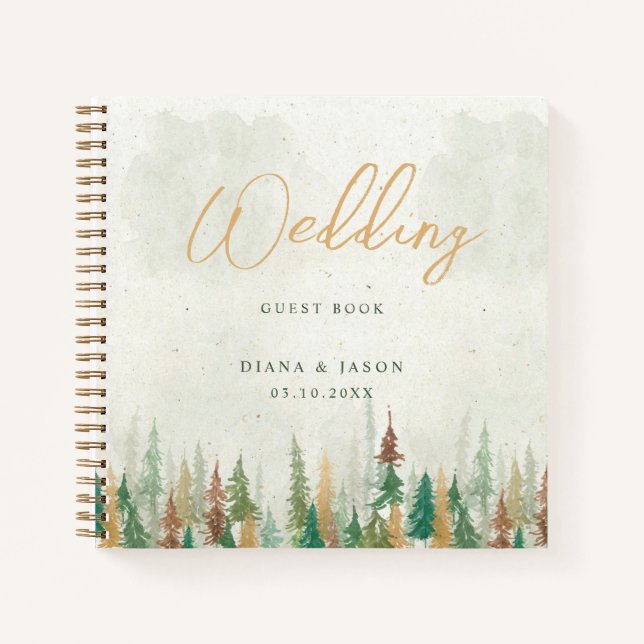 Cuaderno Pinos rústicos de color acuático (Anverso)