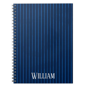 Cuaderno Pinstripes azul marino personalizadas