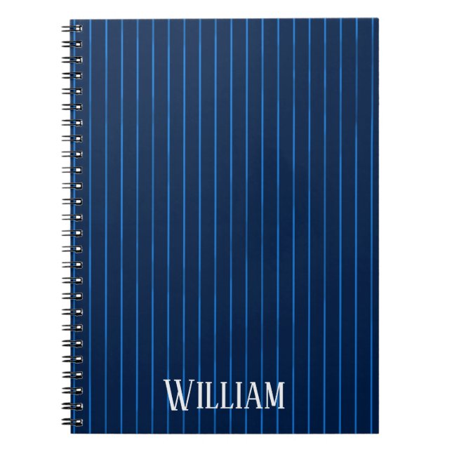 Cuaderno Pinstripes azul marino personalizadas (Frente)