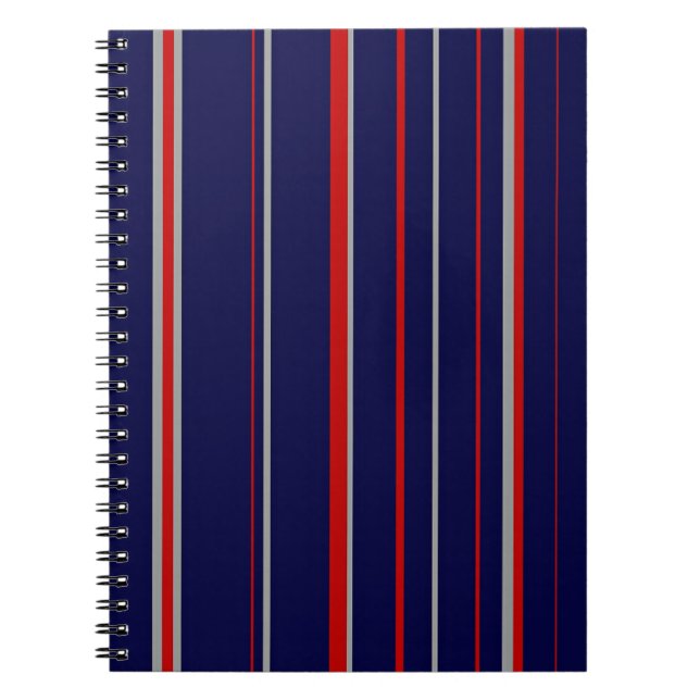 Cuaderno Pinstripes, colores rojo, marino, gris (Frente)