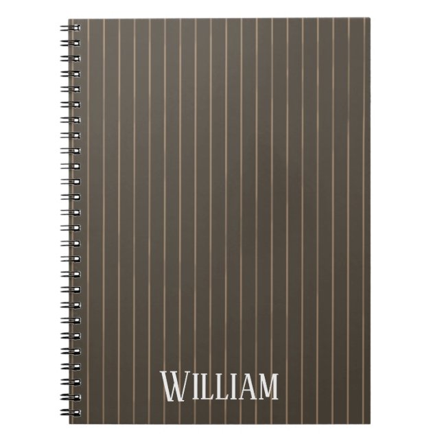 Cuaderno Pinstripes retro castaño personalizado (Frente)