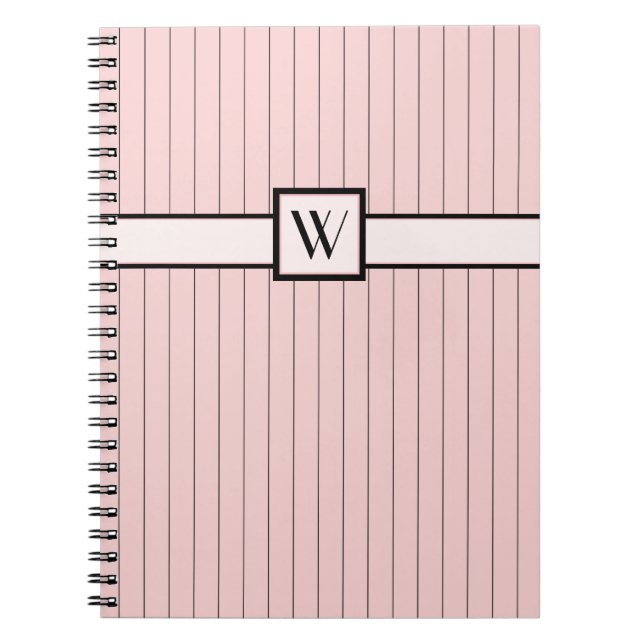 Cuaderno Pinta rosa con bloc de notas de pinzas negras (Frente)
