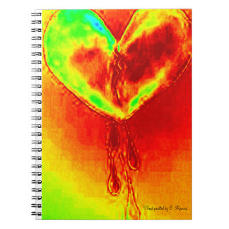 Cuaderno pintado a mano del corazón sangrante