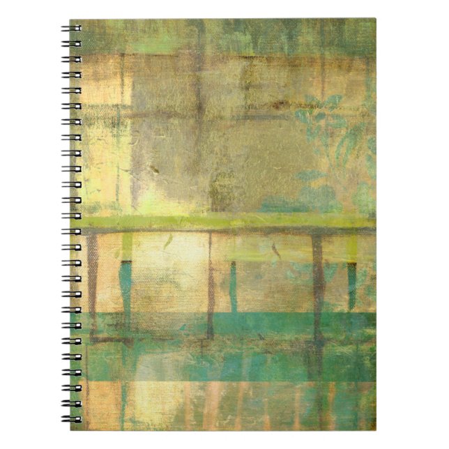 Cuaderno Pintado abstracto dorado turquesa y verde (Frente)