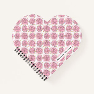 Cuaderno pintado con rosas rosadas y purpurina dor