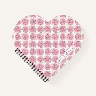 Cuaderno pintado con rosas rosadas y purpurina dor