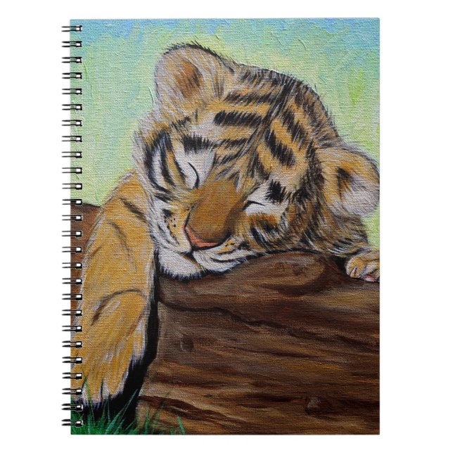 Cuaderno Pintado de cubo de tigre durmiente (Frente)