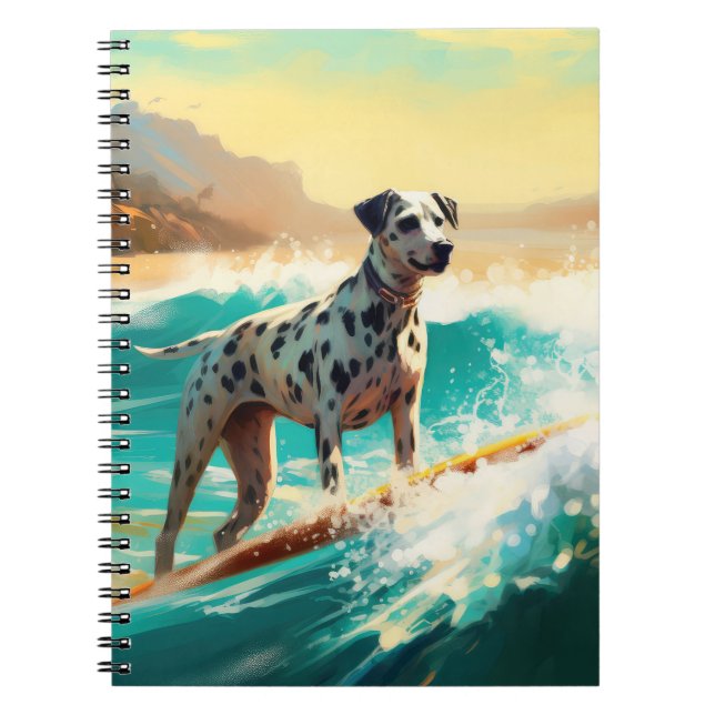 Cuaderno Pintado de Dalmation Beach Surfing (Frente)