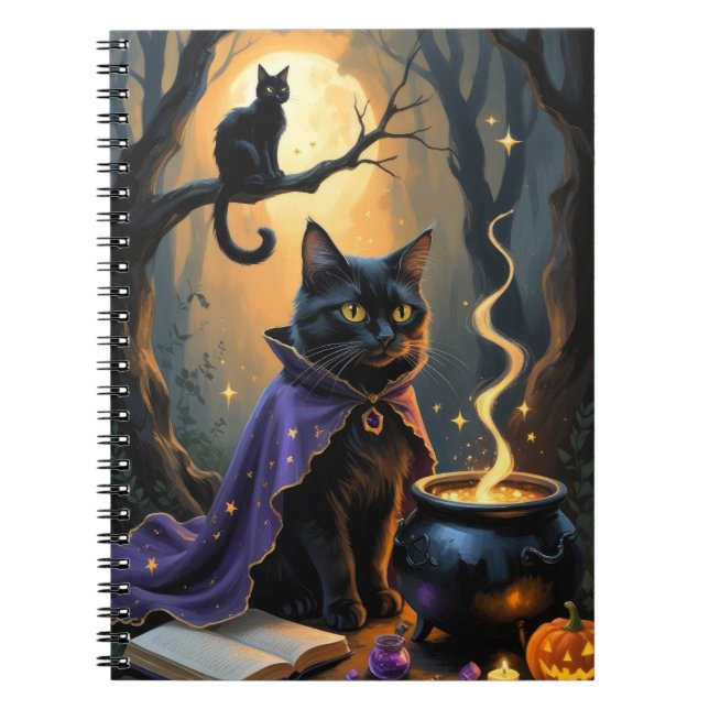 Cuaderno Pintado de Halloween de gato negro (Frente)