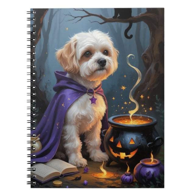 Cuaderno Pintado de Halloween de Whimsical de Bichon Frise  (Frente)