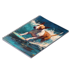 Cuaderno Pintado de surf Bull Terrier Beach