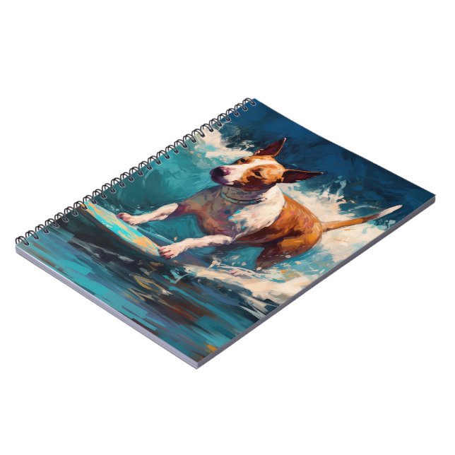 Cuaderno Pintado de surf Bull Terrier Beach (Lado Izquierdo)