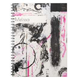 Cuaderno Pintado expresivo moderno rosa y negro abstracto