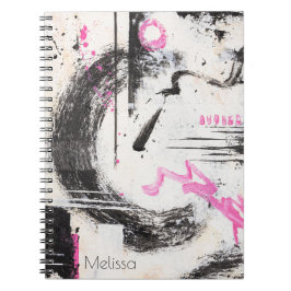 Cuaderno Pintado expresivo moderno rosa y negro abstracto