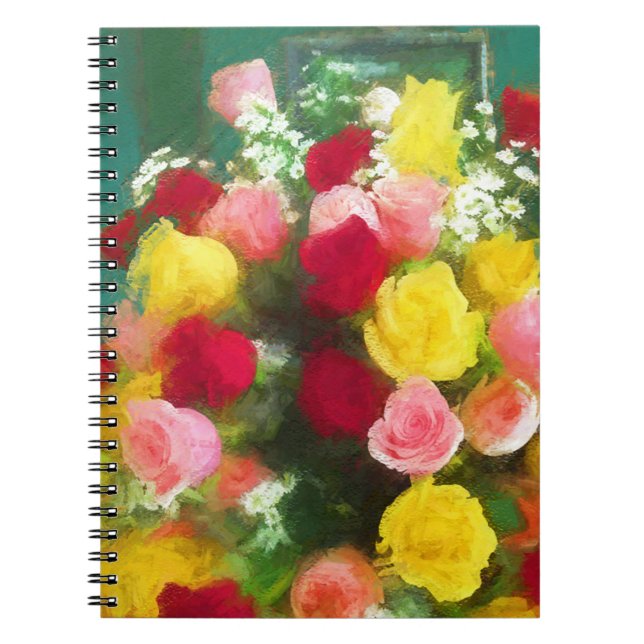 Cuaderno Pintado Rose Bouquet - Arte de Flor Original. (Frente)