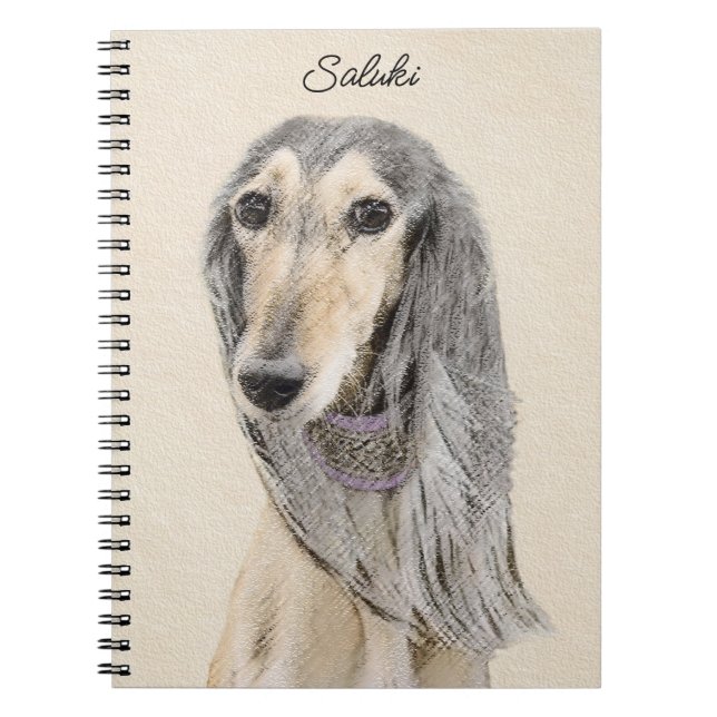 Cuaderno Pintado Saluki (Amanecer) - Arte Perro Original Cu (Frente)