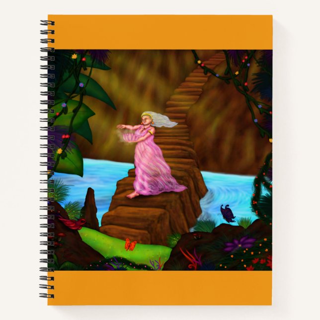 Cuaderno Pintando a una joven caminando por un puente (Anverso)