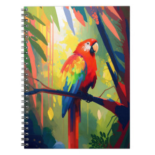 Cuaderno Pintando retrato de animales de ave de loro sin vi