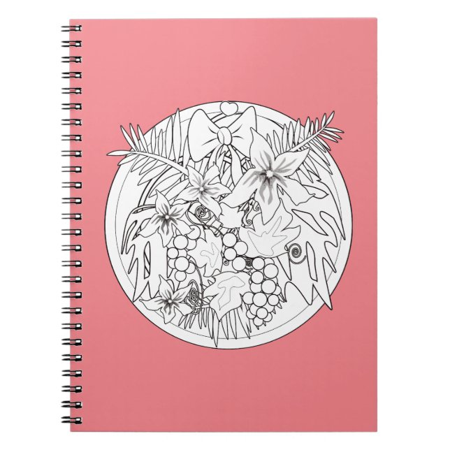 Cuaderno Pintar la imagen uno mismo un patrón tropical (Frente)