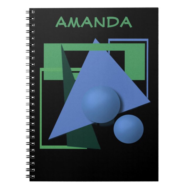 Cuaderno pintura abstracta, abstracción, verde y negro (Frente)