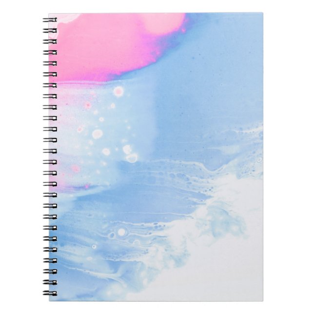 Cuaderno Pintura abstracta azul blanco y rosa (Frente)